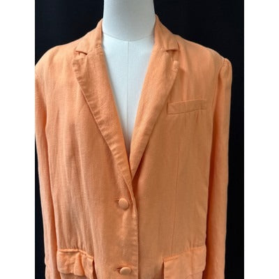 Ashley Park Xs Peach Linen Blazer Jacket Orange Womens Long Sleeve