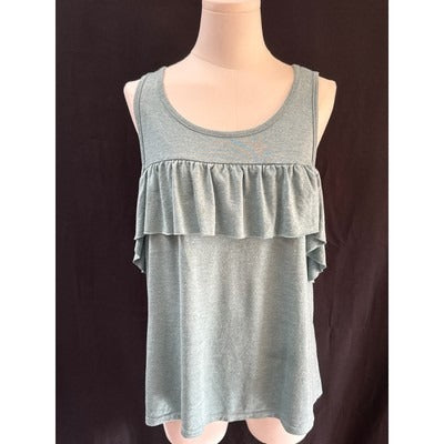 Women’s Mossimo Supply Co. Teal Ruffle Cold Shoulder Tank Sz L