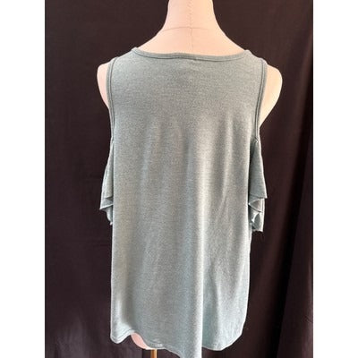 Women’s Mossimo Supply Co. Teal Ruffle Cold Shoulder Tank Sz L