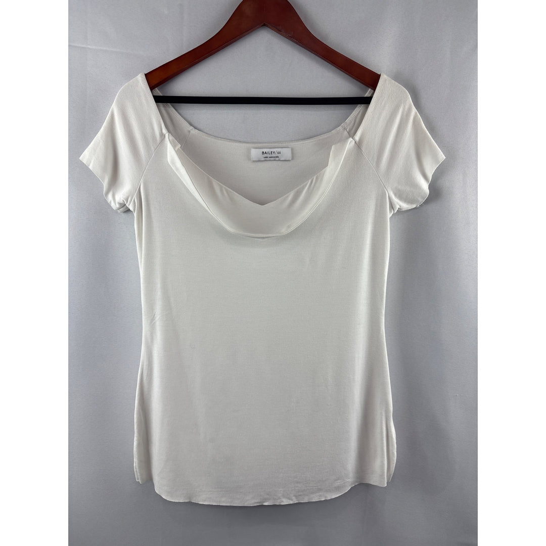 Bailey/44 White Cowl Neck Top L
