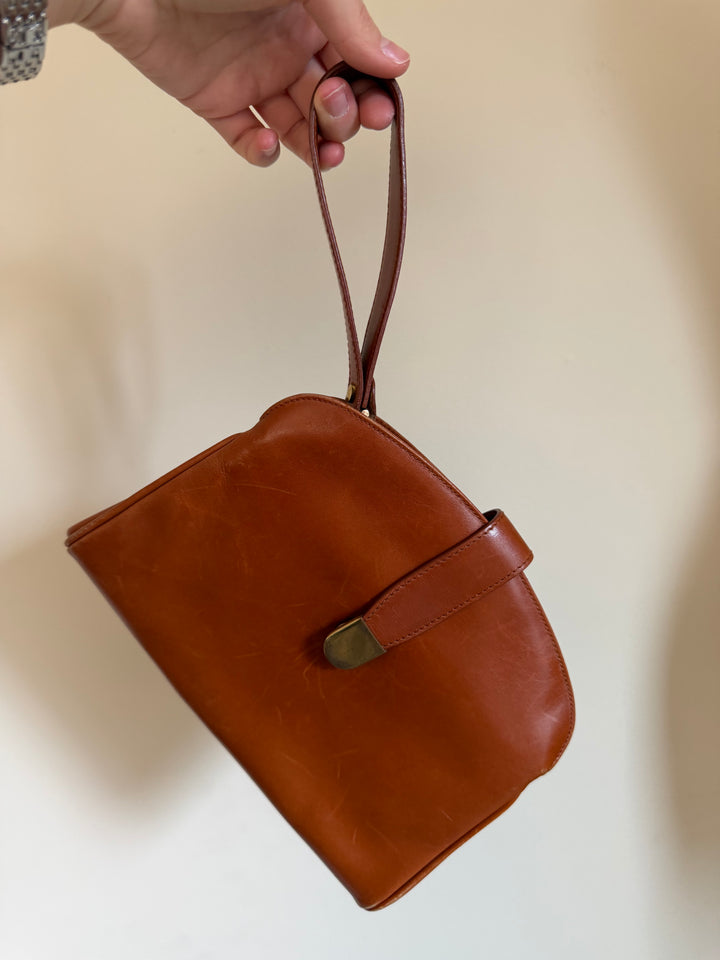 Giorgio Armani Vintage Brown Leather Wristlet / Clutch