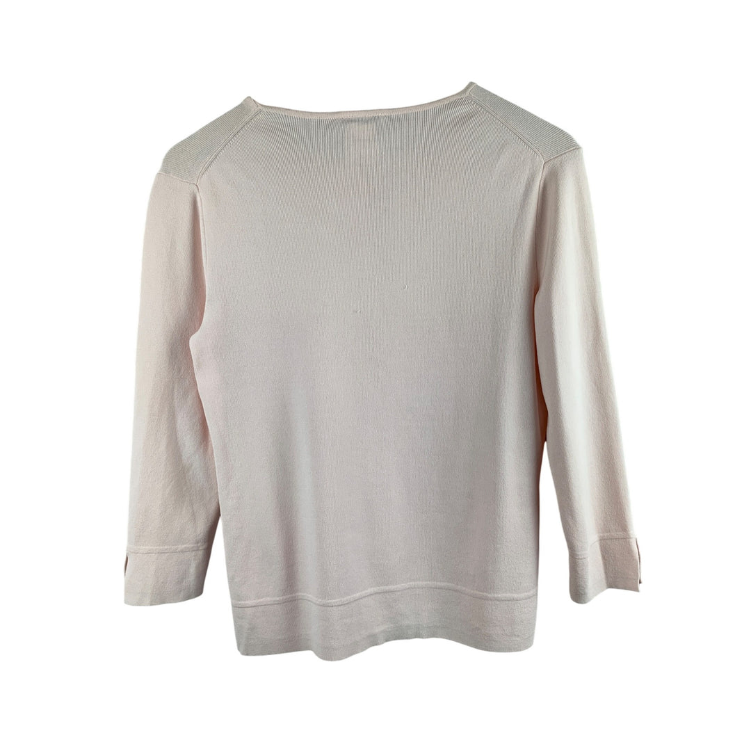 Talbots Womens Small Pink Cardigan Sweater 3/4 Sleeve Button-Front