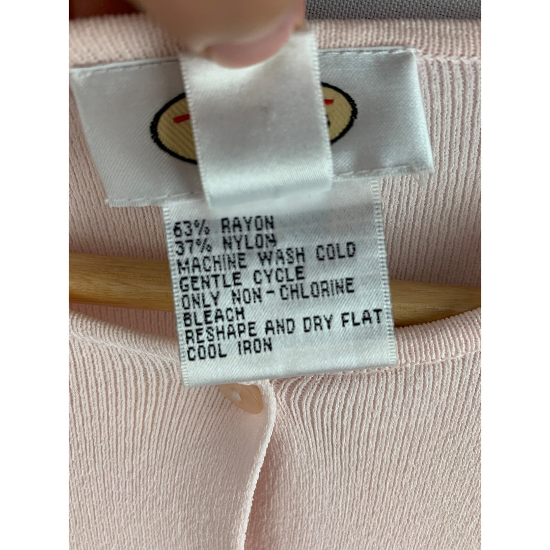 Talbots Womens Small Pink Cardigan Sweater 3/4 Sleeve Button-Front