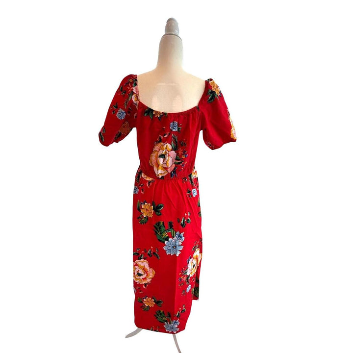 NAOO Red Floral Tropical Women's Maxi Dress Size M