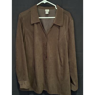 Butterfly Stretch Brown Micro Suede Blouse 22/24X