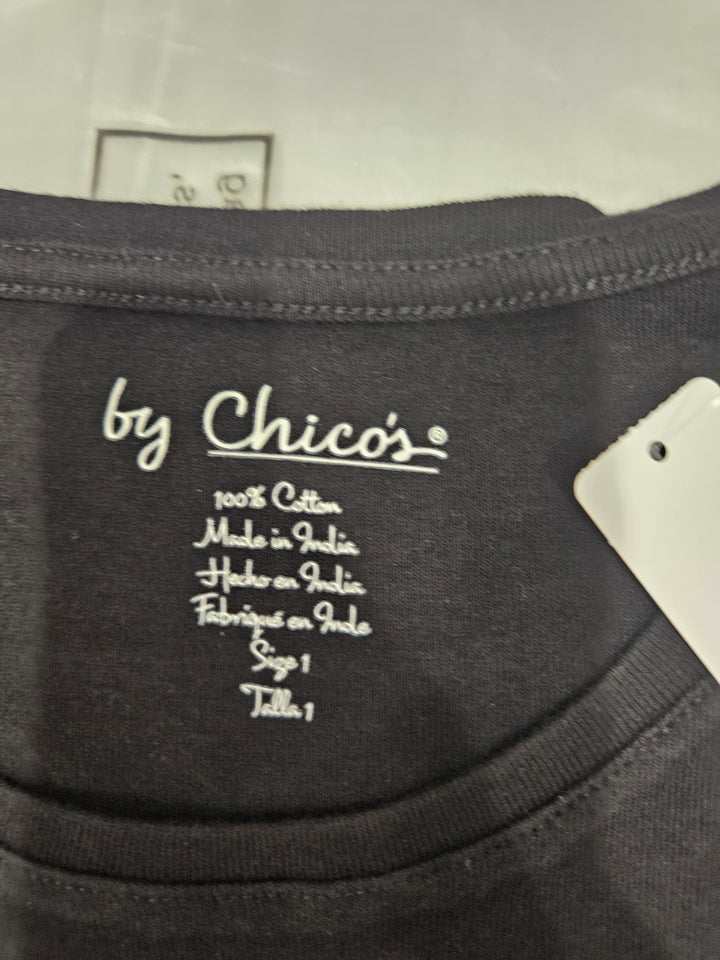 womens Chico’s Bella Short Sleeve Basic Knit Top in Black Size 1
