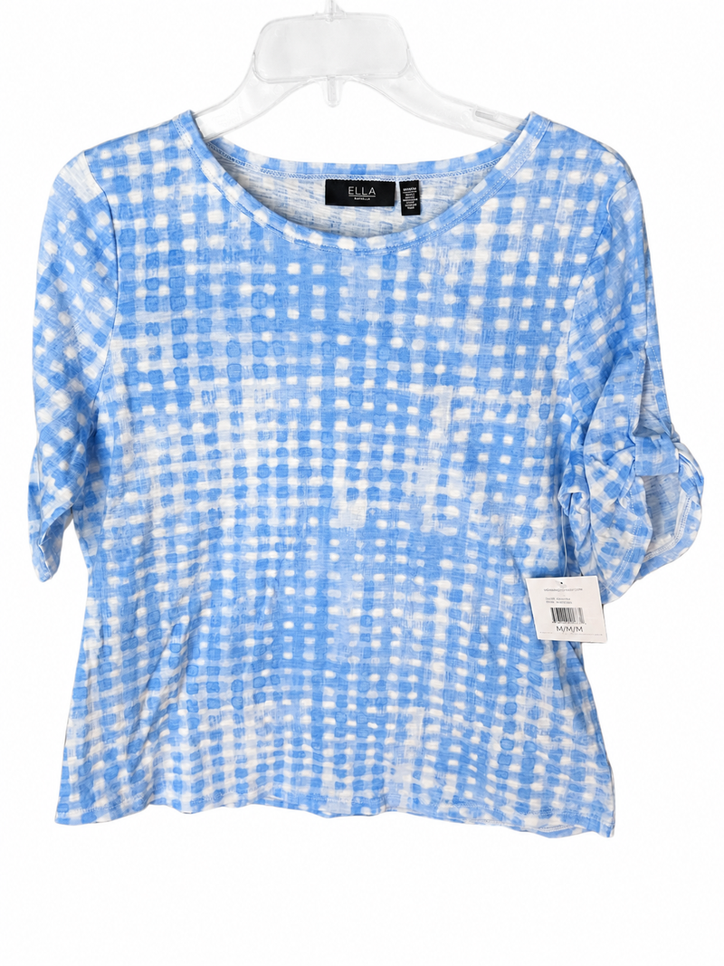 Ella Rafaella women’s short sleeve top in Blue Gingham