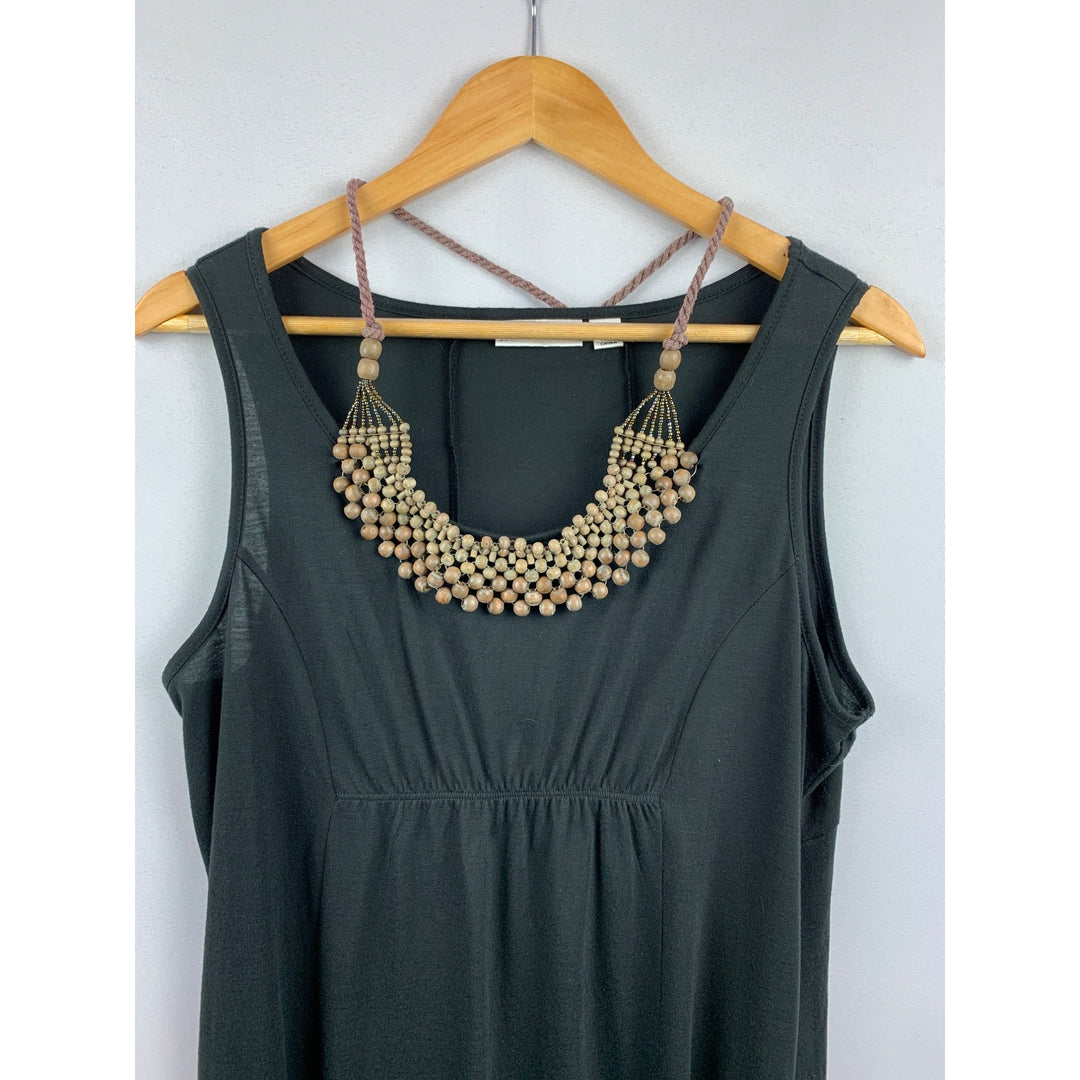 JohnPaulRichard Womens Large Black Sleeveless Dress With Beaded Neckline