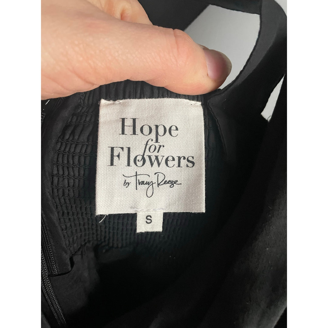 Hope for Flowers by Tracy Reese Black Art to Wear V neck tea dress fit and flare size Small
