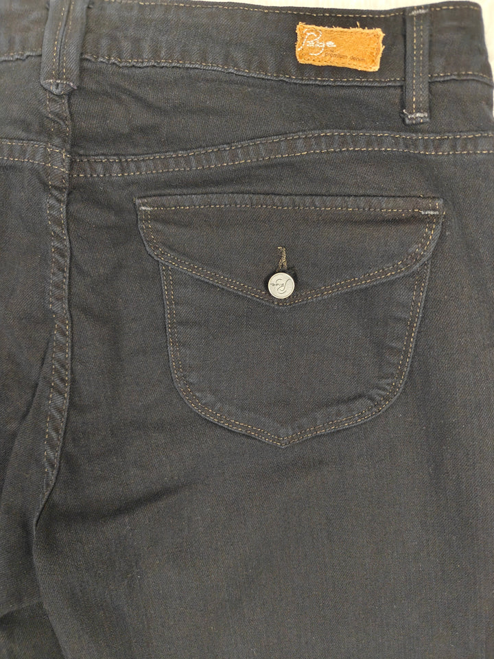 Womens Paige Premium Denim Wide Leg Jeans Black Size 31