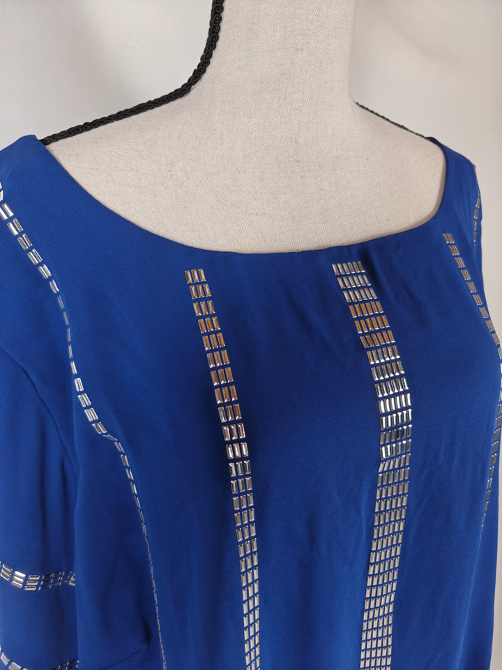 Womens Alfani Embellished Tunic Top Bright Blue Size 24W
