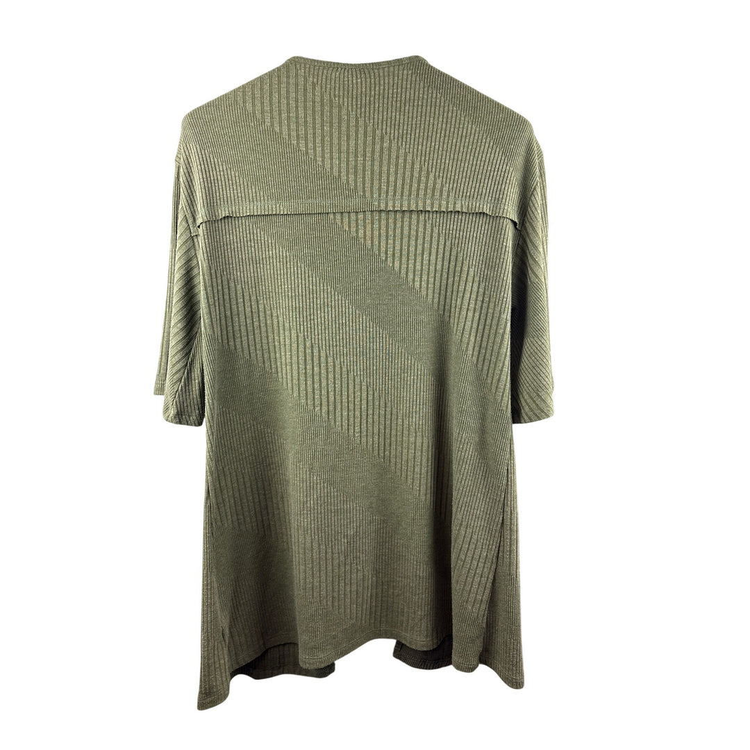 Women’s Bobeau Medium Olive Green Short Sleeve Sweater