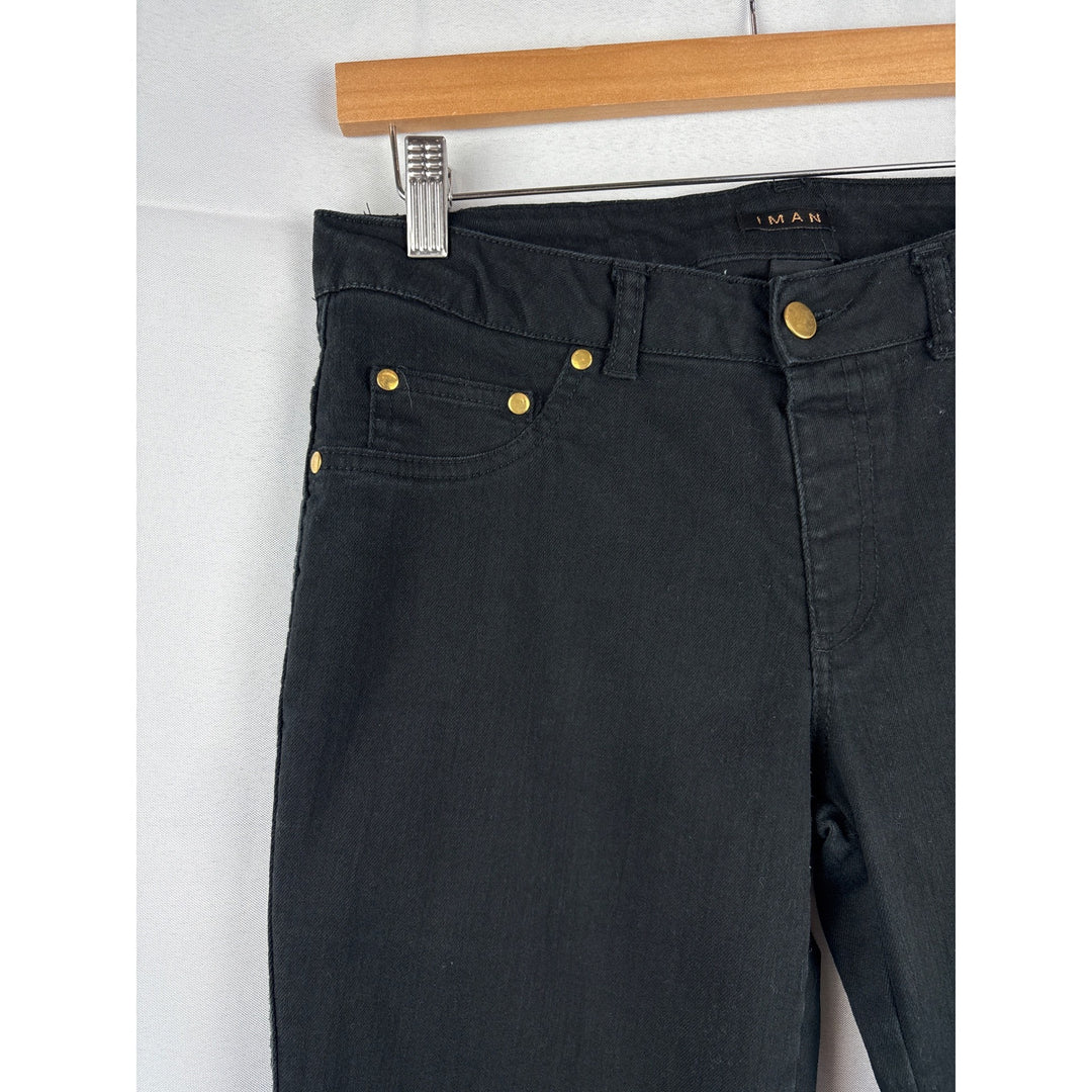 Iman Womens Black Straight-Leg Jeans S