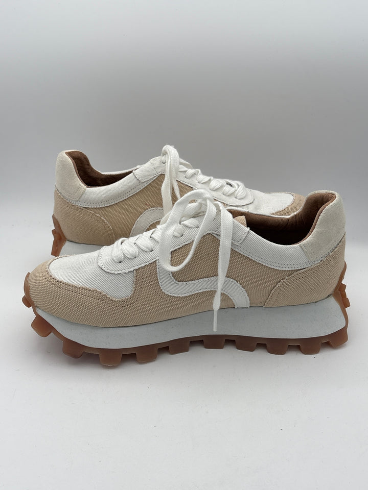 Womens Walnut Melbourne Two Inch Platform Sneakers Canvas White Beige Size 9