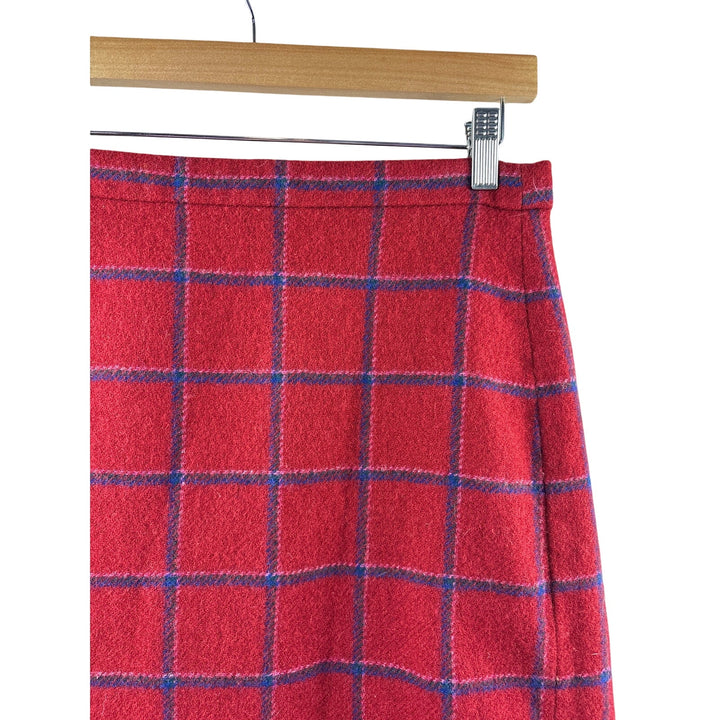 Women’s J.Crew Size 4 Red w/ Blue & Pink Plaid Tweed Mini Skirt