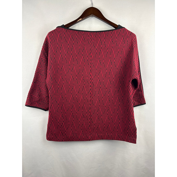 Women’s Chico’s Size 0 Red & Black Abstract Patterned Blouse