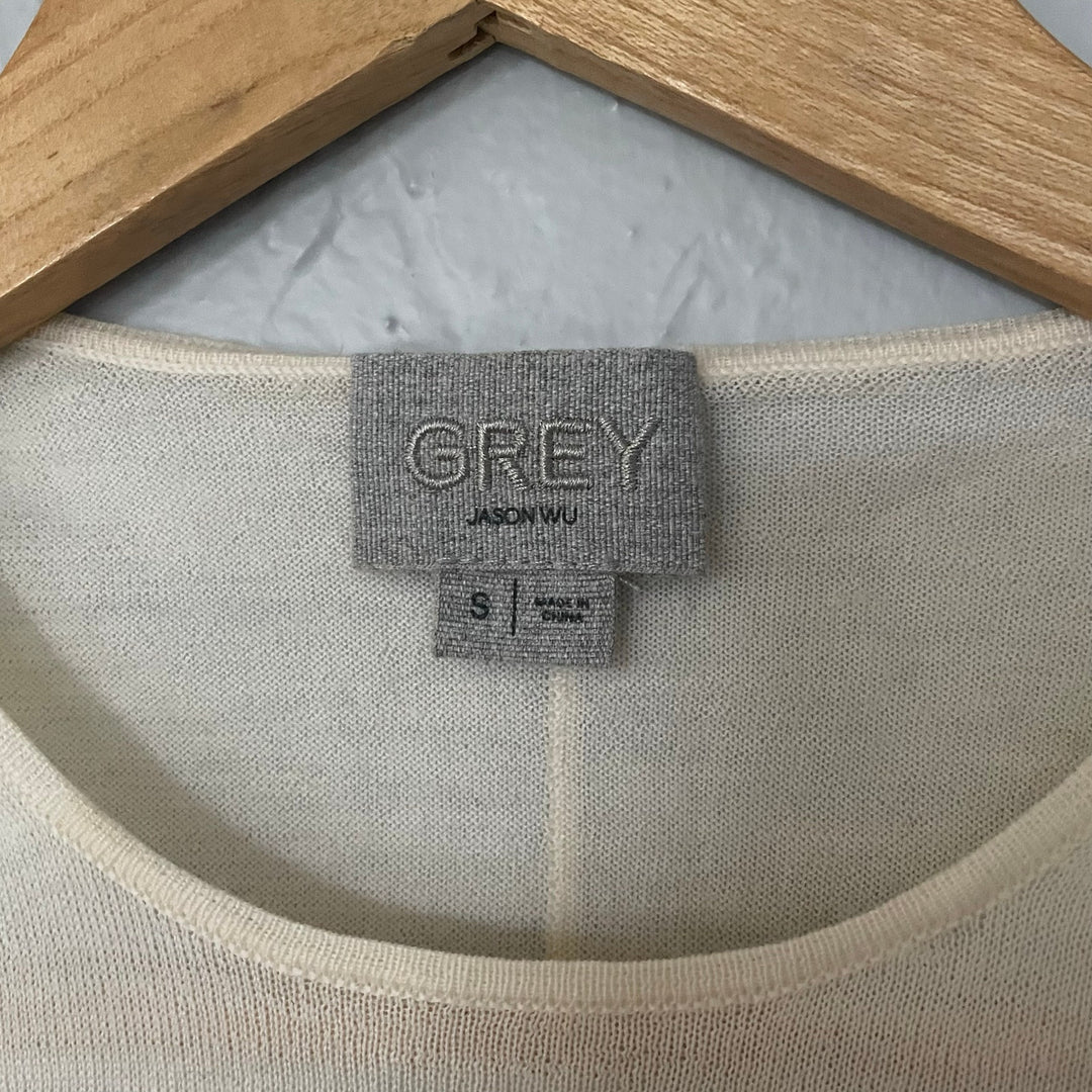 Grey by Jason Wu Cream 100% Wool Knit T-Shirt Minimalist Quiet Luxury Size Small