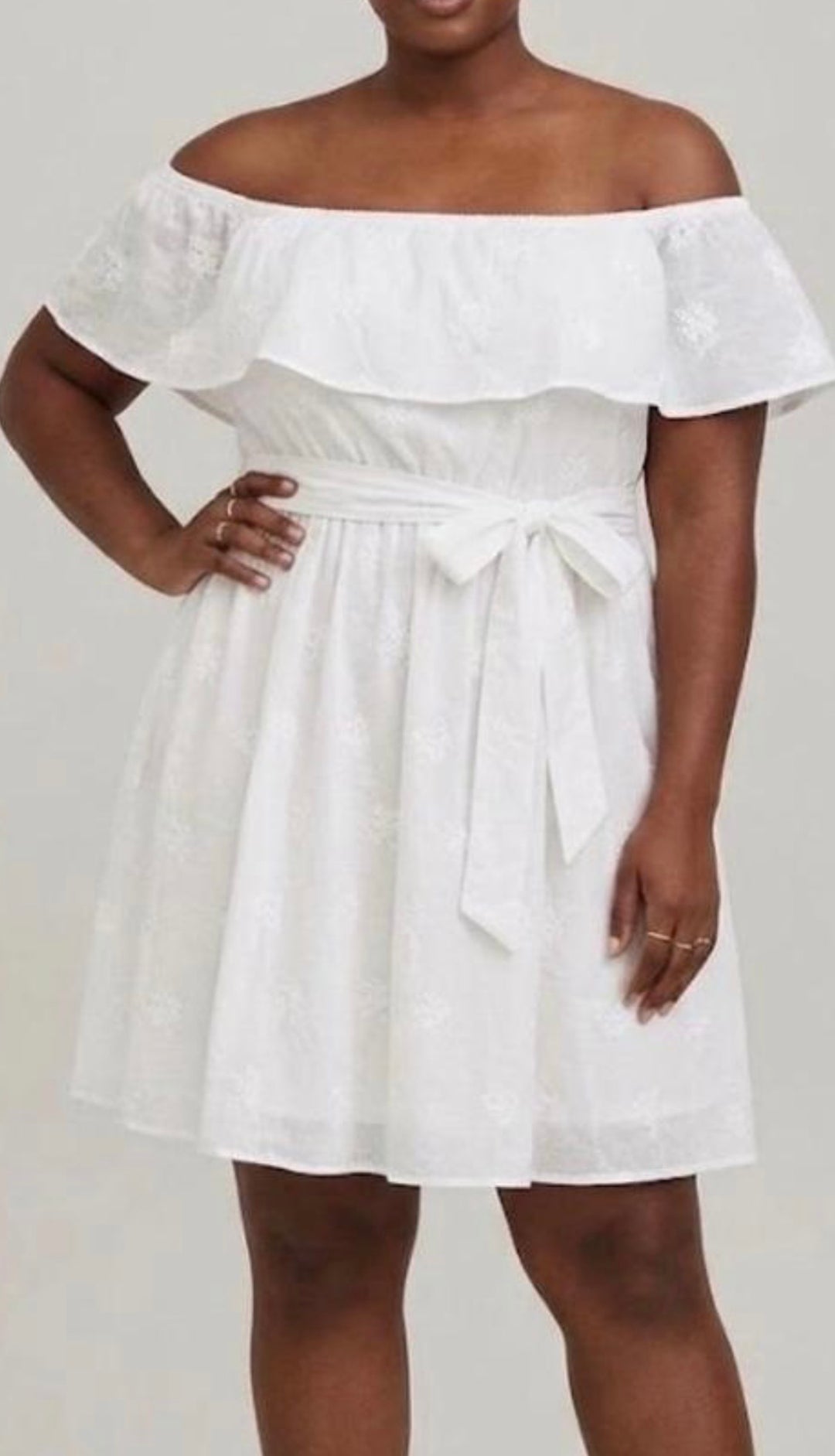 Torrid White Eyelet Embroidered Off Shoulder Dress NWT Sz1 (1X/14-16)