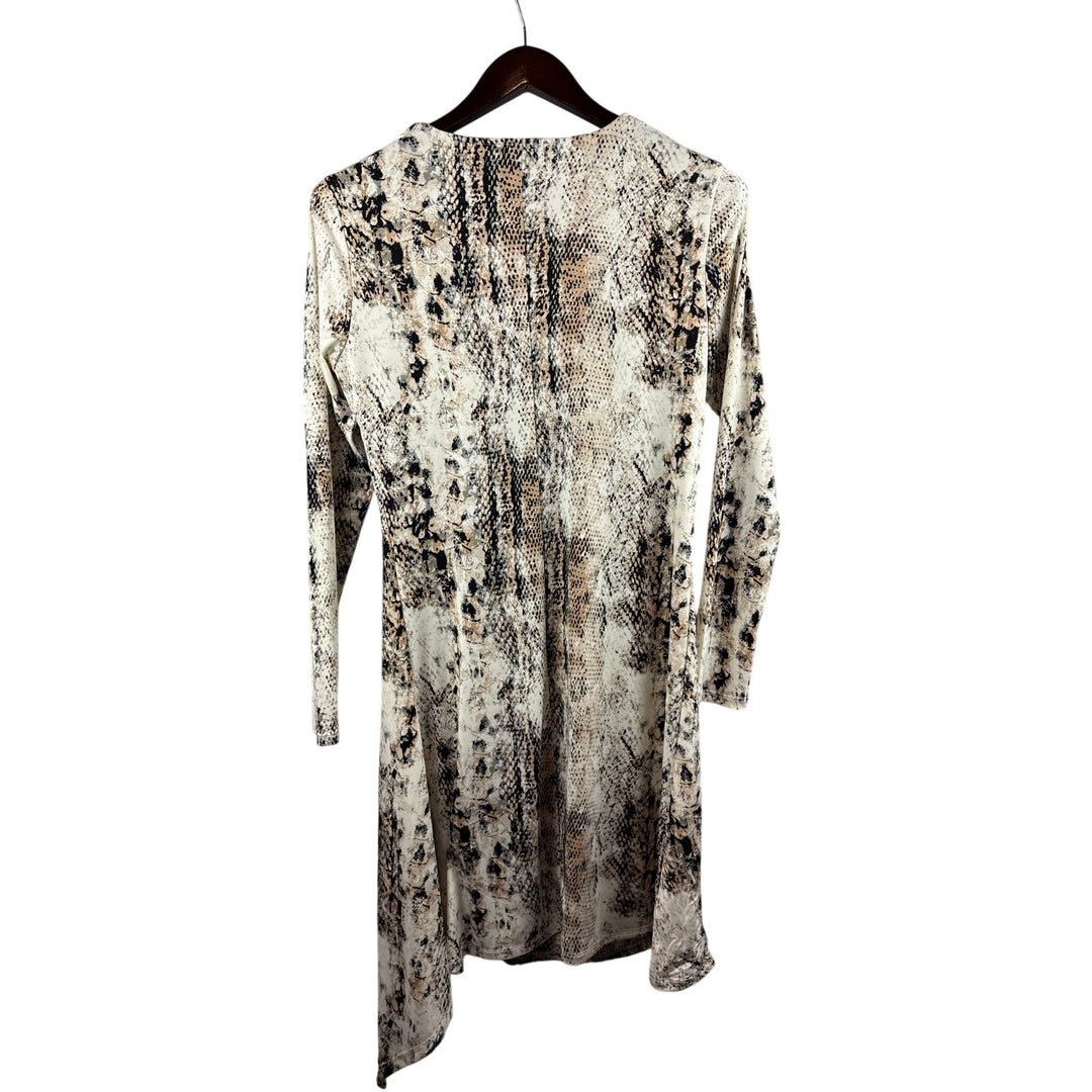 Women’s Halston Small Cream Snakeskin Print Long Sleeve Dress