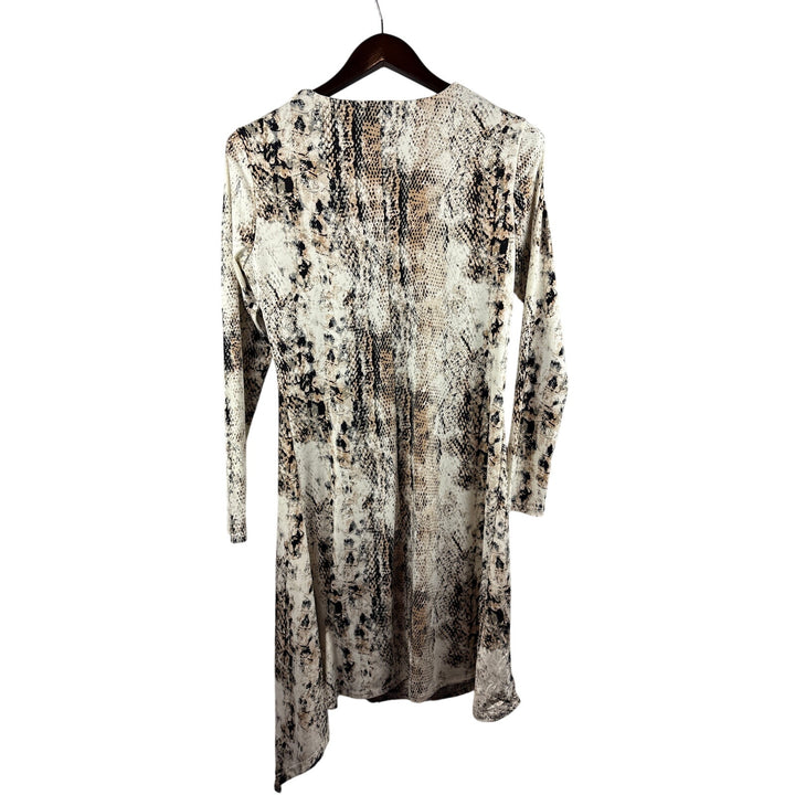 Women’s Halston Small Cream Snakeskin Print Long Sleeve Dress