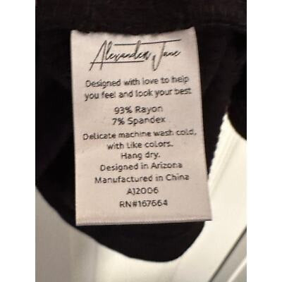 Alexander Jane L/XL Black Ribbed T-Shirt 93% Rayon & 7% Spandex