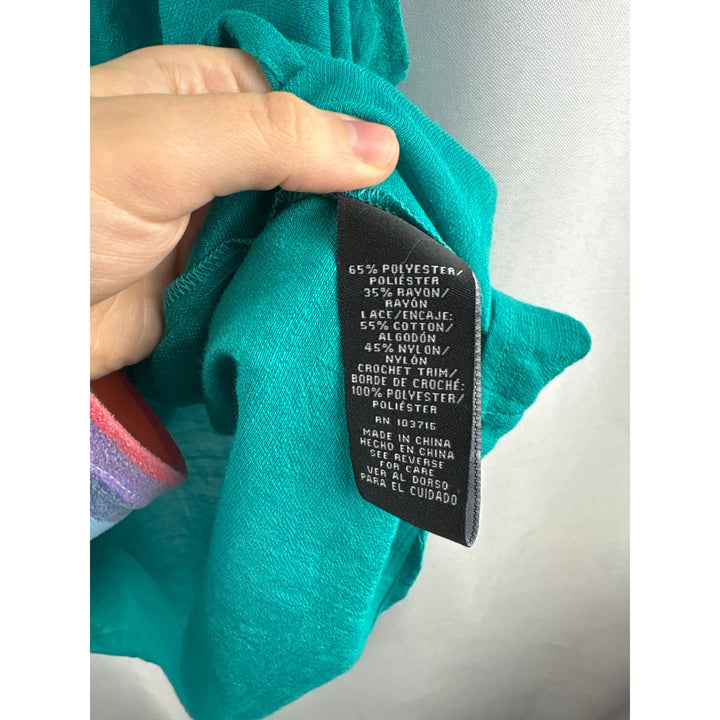 Women’s Zac & Rachel 2X Teal Sleeveless Blouse w/ Knit Neckline