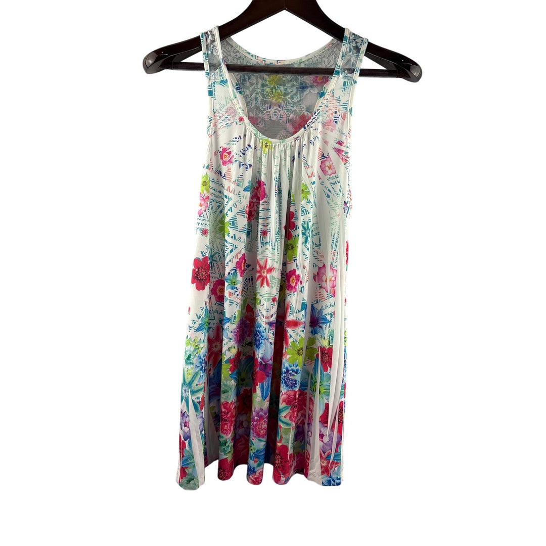 Women’s Sheik Boutique Large White w/ Multicolor Floral Sleeveless Blouse