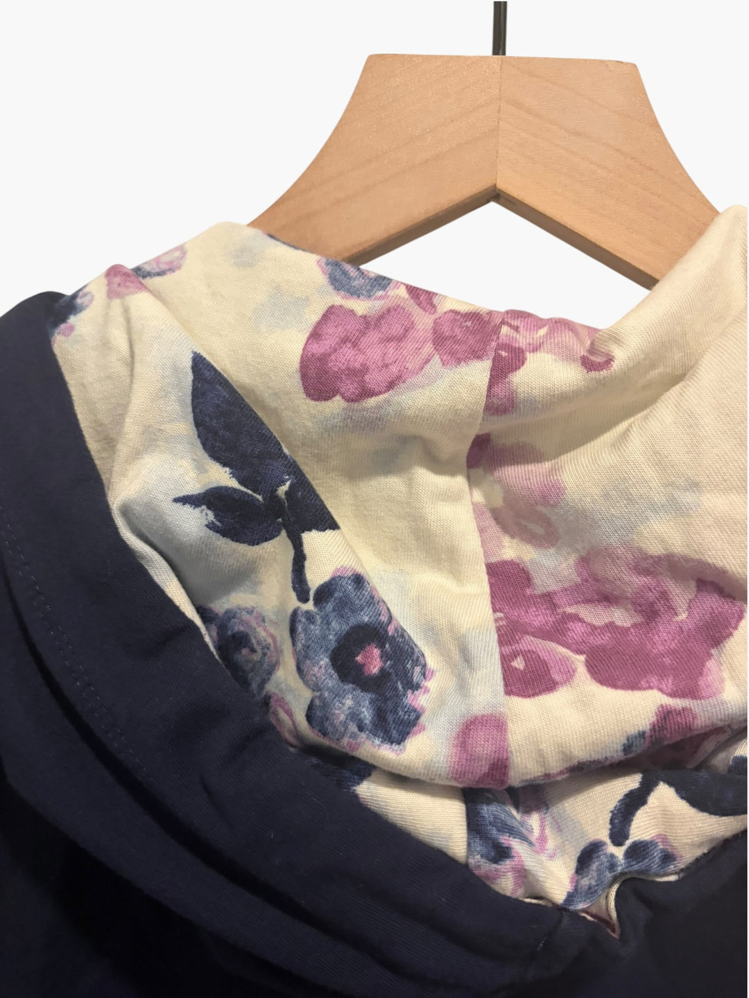 D And Co Active Navy Floral Lined Full Zip Hoodie XXS Cotton
