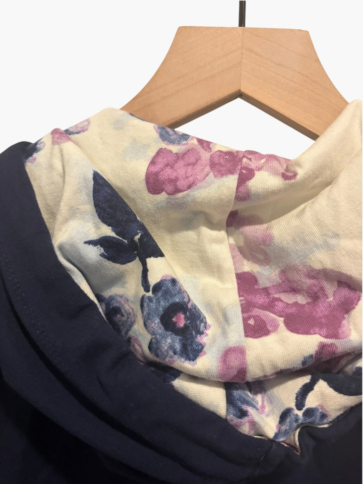 D And Co Active Navy Floral Lined Full Zip Hoodie XXS Cotton