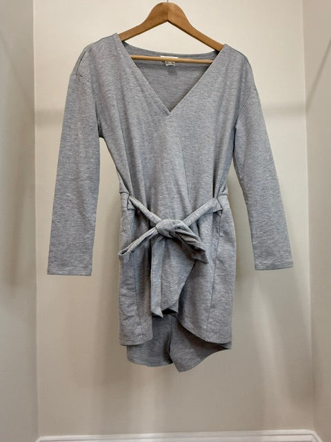 Venus Wrap Front Terry Romper Heather Gray SzXL