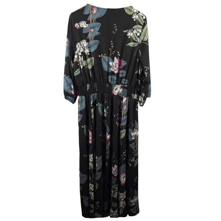 Women’s City Chic Black Floral Button Up Maxi Dress Plus Size 22