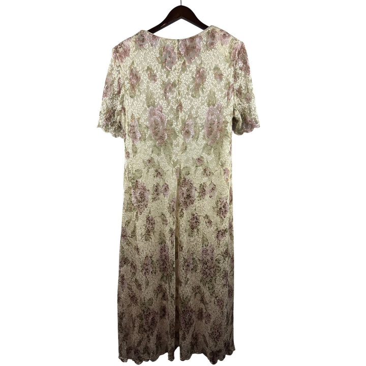 Women’s Connected Large Cream Lace Floral Maxi Dress