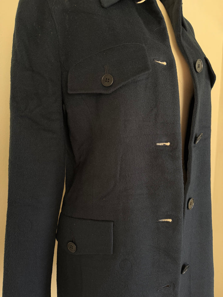Calvin Klein Collection Navy Wool Utility Car Coat Jacket Minimalist 90s Y2K