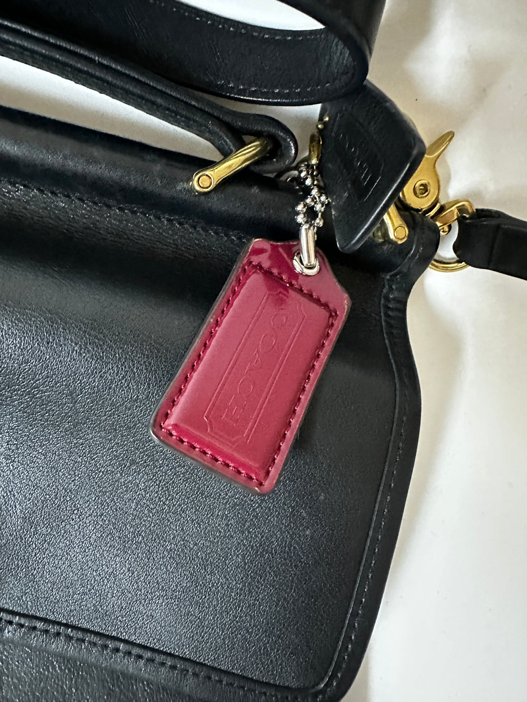 Coach Black Leather Turnlock Briefcase Messenger Crossbody Bag Brass Hardware