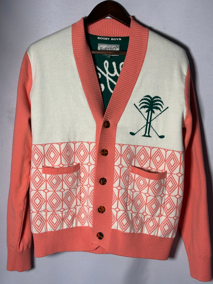 Women Bogey Boys Pink Winter Golf Cardigan Size M Thick Cotton