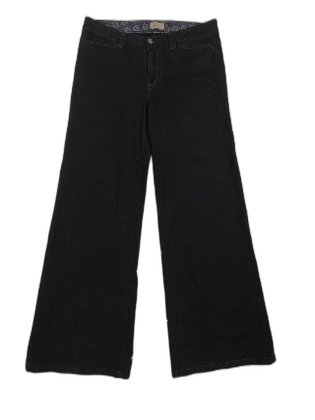 Womens Paige Premium Denim Wide Leg Jeans Black Size 31