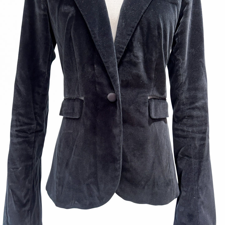 Rachel Zoe Women's Blazer Size 6 Velvet Elegant Chic Single Button Preppy Academia