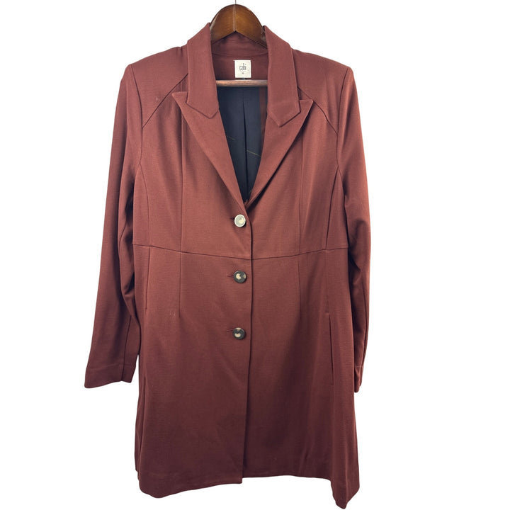 Women’s Cabi XL Dark Burgundy Peacoat w/ Brown Buttons
