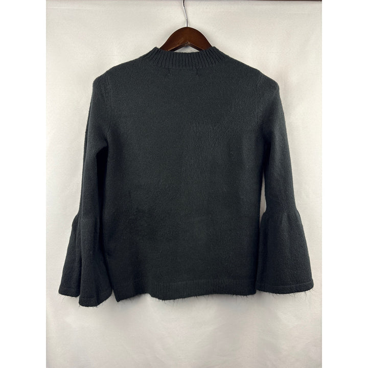 Women’s Artisan Crafted Small Black Sweater w/ Floral Embroidery