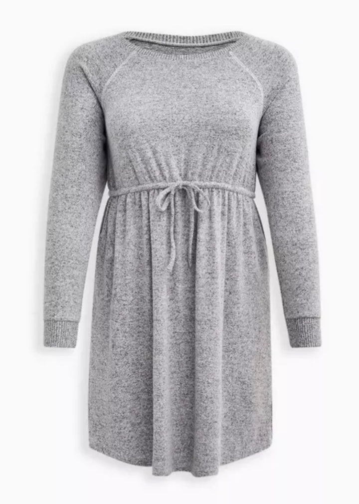 Torrid Super Soft Plush Skater Dress Heather Gray NWOT Sz1 /1X / 14-16