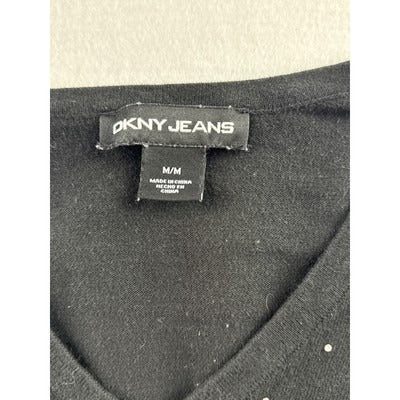 Women’s DKNY Jeans Black Bedazzled v-Neck Sweater Sz M