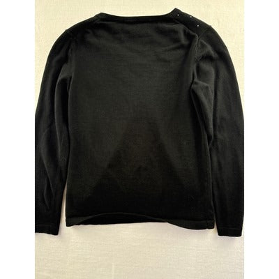 Women’s DKNY Jeans Black Bedazzled v-Neck Sweater Sz M