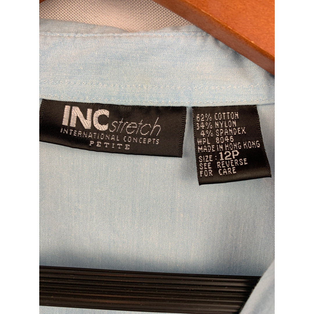 INC Stretch Womens Petite Button-Up Short Sleeve Shirt