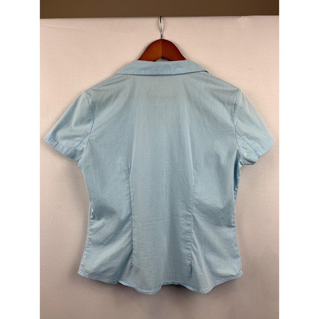 INC Stretch Womens Petite Button-Up Short Sleeve Shirt