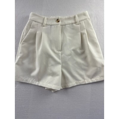 White Elastic Waist Womens Shorts S