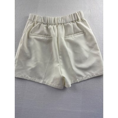 White Elastic Waist Womens Shorts S