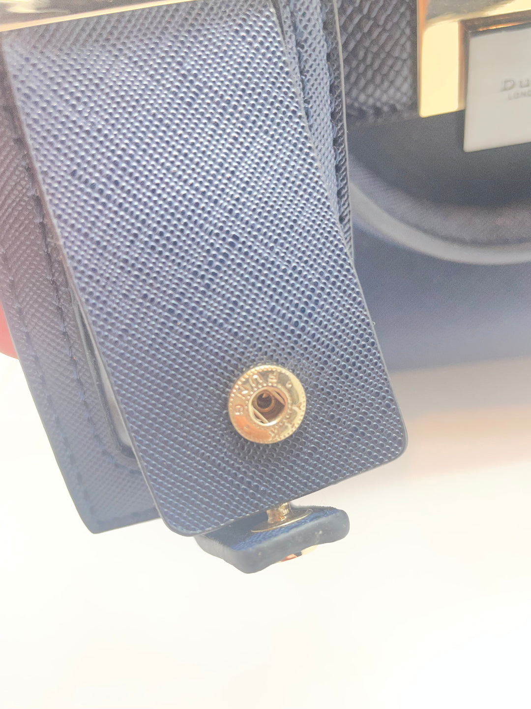 Dune London Navy Blue Structured Satchel Handbag Gold Hardware Women&
