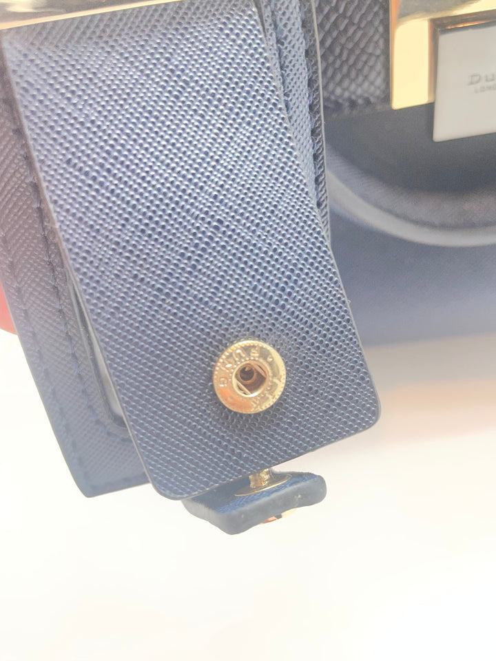 Dune London Navy Blue Structured Satchel Handbag Gold Hardware Women&