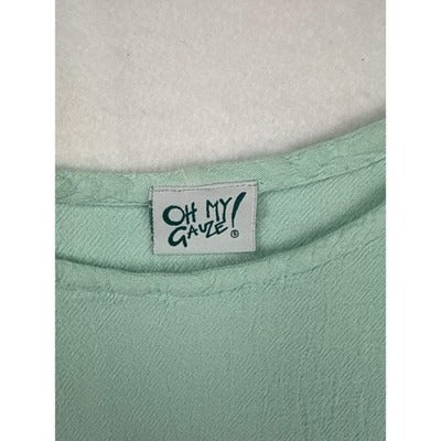 Women’s Oh My Gauze! Size 3 Seafoam Green Short Sleeve Blouse.