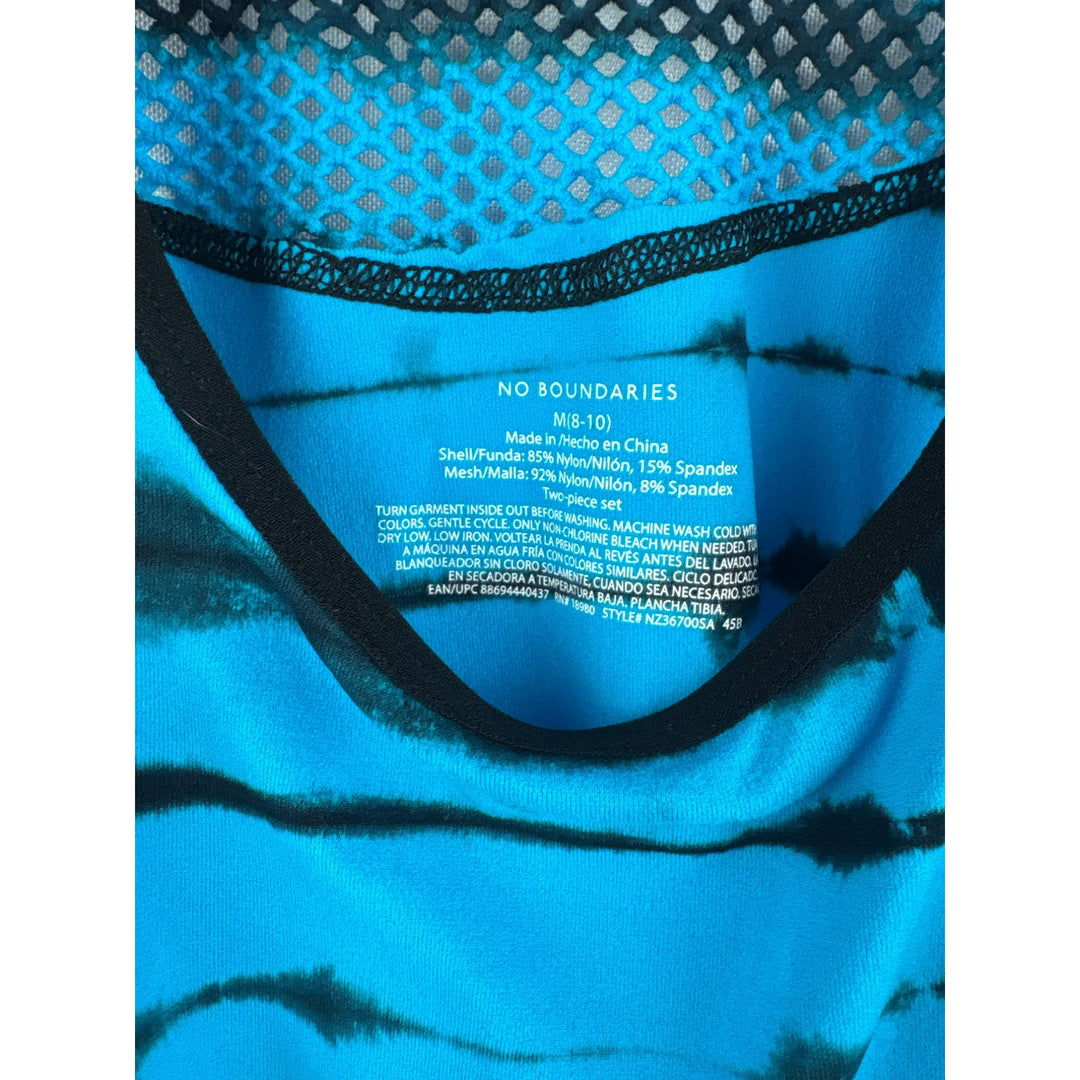 No Boundaries Womens Medium Racerback Tank Top Blue & Black Tie-Dye Mesh